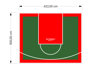 31M2/500X622CM ZIELONO-CZERWONE BOISKO DO KOSZYKÓWKI SPEEDSPORT HEXA POWER PRO