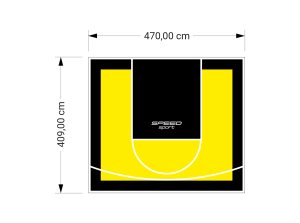 19M2/409X470CM ŻÓŁTO-CZARNE BOISKO DO KOSZYKÓWKI SPEEDSPORT HEXA POWER PRO