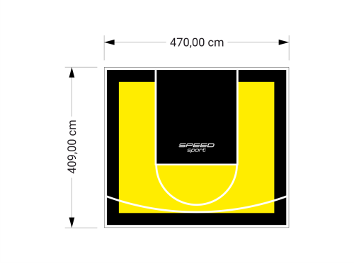 19M2/409X470CM ŻÓŁTO-CZARNE BOISKO DO KOSZYKÓWKI SPEEDSPORT HEXA POWER PRO