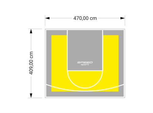 19M2/409X470CM ŻÓŁTO-SZARE BOISKO DO KOSZYKÓWKI SPEEDSPORT HEXA POWER PRO