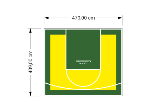 19M2/409X470CM ŻÓŁTO-ZIELONE BOISKO DO KOSZYKÓWKI SPEEDSPORT HEXA POWER PRO
