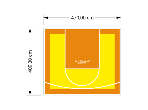 19M2/409X470CM ŻÓŁTO-POMARAŃCZOWE BOISKO DO KOSZYKÓWKI SPEEDSPORT HEXA POWER PRO