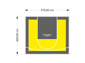 19M2/409X470CM ŻÓŁTO-GRAFITOWE BOISKO DO KOSZYKÓWKI SPEEDSPORT HEXA POWER PRO