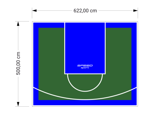 31M2/500X622CM ZIELONO-NIEBIESKIE BOISKO DO KOSZYKÓWKI SPEEDSPORT HEXA POWER PRO