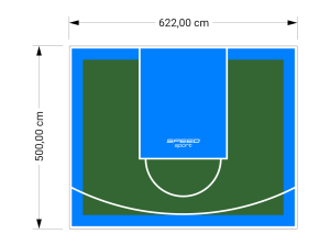 31M2/500X622CM ZIELONO-BŁĘKITNE BOISKO DO KOSZYKÓWKI SPEEDSPORT HEXA POWER PRO