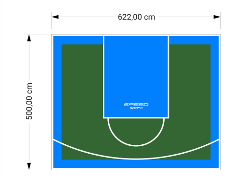 31M2/500X622CM ZIELONO-BŁĘKITNE BOISKO DO KOSZYKÓWKI SPEEDSPORT HEXA POWER PRO