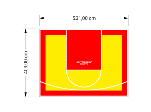 22M2/409X531CM ŻÓŁTO-CZERWONE BOISKO DO KOSZYKÓWKI SPEEDSPORT HEXA POWER PRO