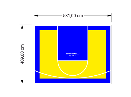 22M2/409X531CM ŻÓŁTO-NIEBIESKIE BOISKO DO KOSZYKÓWKI SPEEDSPORT HEXA POWER PRO