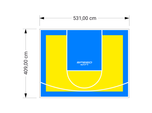 22M2/409X531CM ŻÓŁTO-BŁĘKITNE BOISKO DO KOSZYKÓWKI SPEEDSPORT HEXA POWER PRO