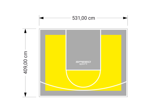 22M2/409X531CM ŻÓŁTO-SZARE BOISKO DO KOSZYKÓWKI SPEEDSPORT HEXA POWER PRO