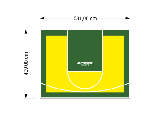 22M2/409X531CM ŻÓŁTO-ZIELONE BOISKO DO KOSZYKÓWKI SPEEDSPORT HEXA POWER PRO