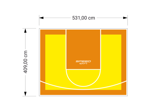 22M2/409X531CM ŻÓŁTO-POMARAŃCZOWE BOISKO DO KOSZYKÓWKI SPEEDSPORT HEXA POWER PRO