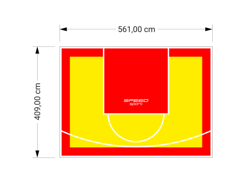 23M2/409X561CM ŻÓŁTO-CZERWONE BOISKO DO KOSZYKÓWKI SPEEDSPORT HEXA POWER PRO