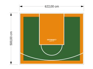 31M2/500X622CM ZIELONO-POMARAŃCZOWE BOISKO DO KOSZYKÓWKI SPEEDSPORT HEXA POWER PRO