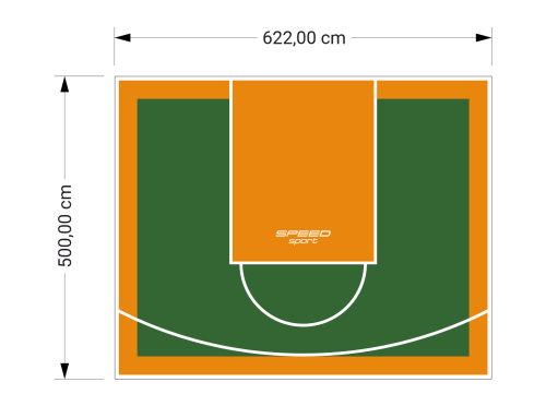 31M2/500X622CM ZIELONO-POMARAŃCZOWE BOISKO DO KOSZYKÓWKI SPEEDSPORT HEXA POWER PRO