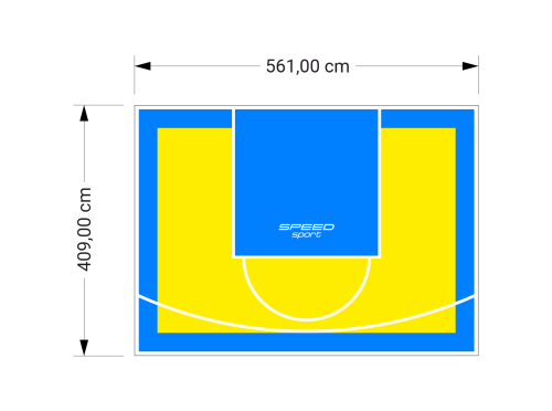 23M2/409X561CM ŻÓŁTO-BŁĘKITNE BOISKO DO KOSZYKÓWKI SPEEDSPORT HEXA POWER PRO