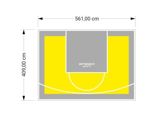 23M2/409X561CM ŻÓŁTO-SZARE BOISKO DO KOSZYKÓWKI SPEEDSPORT HEXA POWER PRO