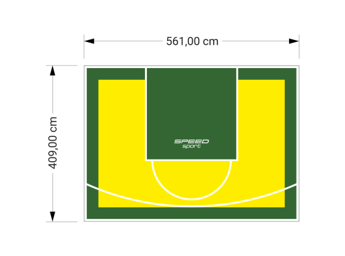 23M2/409X561CM ŻÓŁTO-ZIELONE BOISKO DO KOSZYKÓWKI SPEEDSPORT HEXA POWER PRO