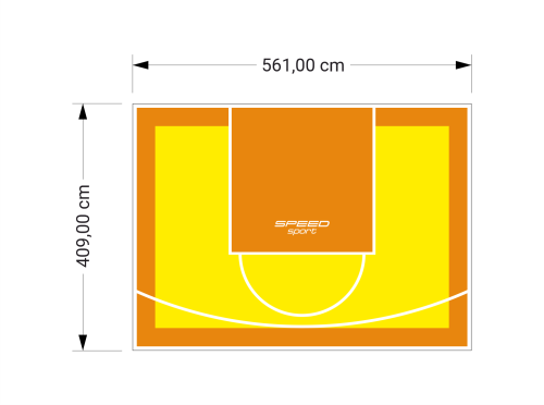 23M2/409X561CM ŻÓŁTO-POMARAŃCZOWE BOISKO DO KOSZYKÓWKI SPEEDSPORT HEXA POWER PRO