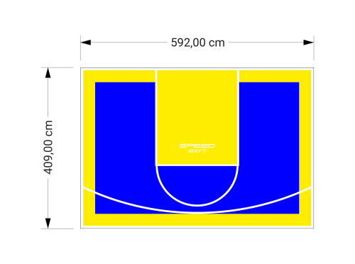 24M2/409X592CM NIEBIESKO-ŻÓŁTE BOISKO DO KOSZYKÓWKI SPEEDSPORT HEXA POWER PRO