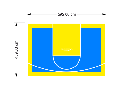 24M2/409X592CM BŁĘKITNO-ŻÓŁTE BOISKO DO KOSZYKÓWKI SPEEDSPORT HEXA POWER PRO