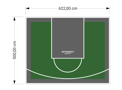 31M2/500X622CM ZIELONO-GRAFITOWE BOISKO DO KOSZYKÓWKI SPEEDSPORT HEXA POWER PRO