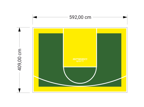 24M2/409X592CM ZIELONO-ŻÓŁTE BOISKO DO KOSZYKÓWKI SPEEDSPORT HEXA POWER PRO