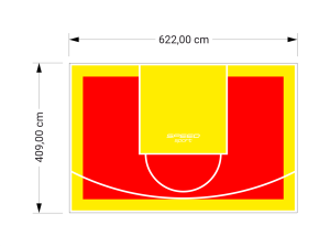 26M2/409X622CM CZERWONO-ŻÓŁTE BOISKO DO KOSZYKÓWKI SPEEDSPORT HEXA POWER PRO