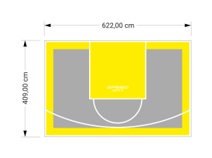26M2/409X622CM SZARO-ŻÓŁTE BOISKO DO KOSZYKÓWKI SPEEDSPORT HEXA POWER PRO