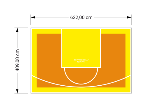 26M2/409X622CM POMARAŃCZOWO-ŻÓŁTE BOISKO DO KOSZYKÓWKI SPEEDSPORT HEXA POWER PRO