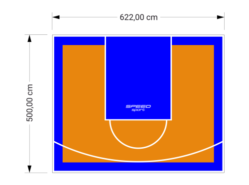 31M2/500X622CM POMARAŃCZOWO-NIEBIESKIE BOISKO DO KOSZYKÓWKI SPEEDSPORT HEXA POWER PRO