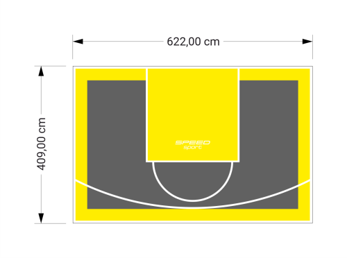 26M2/409X622CM GRAFITOWO-ŻÓŁTE BOISKO DO KOSZYKÓWKI SPEEDSPORT HEXA POWER PRO