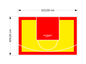 26M2/409X622CM ŻÓŁTO-CZERWONE BOISKO DO KOSZYKÓWKI SPEEDSPORT HEXA POWER PRO