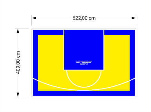 26M2/409X622CM ŻÓŁTO-NIEBIESKIE BOISKO DO KOSZYKÓWKI SPEEDSPORT HEXA POWER PRO