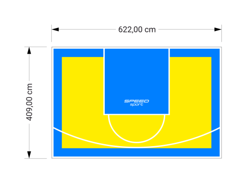 26M2/409X622CM ŻÓŁTO-BŁĘKITNE BOISKO DO KOSZYKÓWKI SPEEDSPORT HEXA POWER PRO