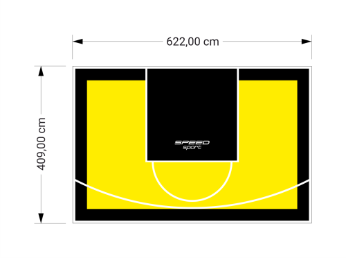 26M2/409X622CM ŻÓŁTO-CZARNE BOISKO DO KOSZYKÓWKI SPEEDSPORT HEXA POWER PRO