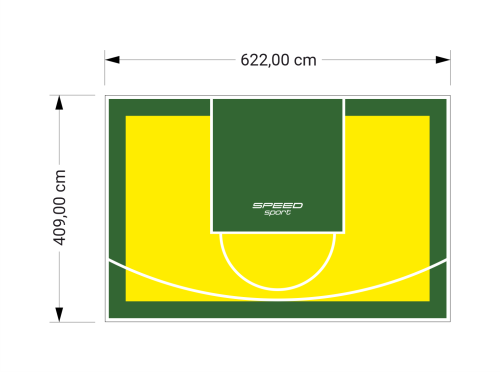 26M2/409X622CM ŻÓŁTO-ZIELONE BOISKO DO KOSZYKÓWKI SPEEDSPORT HEXA POWER PRO