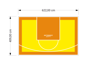 26M2/409X622CM ŻÓŁTO-POMARAŃCZOWE BOISKO DO KOSZYKÓWKI SPEEDSPORT HEXA POWER PRO