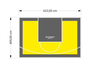26M2/409X622CM ŻÓŁTO-GRAFITOWE BOISKO DO KOSZYKÓWKI SPEEDSPORT HEXA POWER PRO