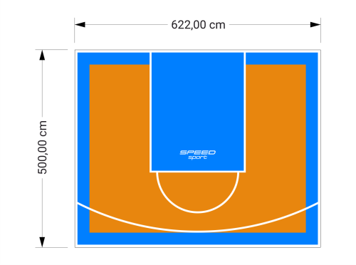 31M2/500X622CM POMARAŃCZOWO-BŁĘKITNE BOISKO DO KOSZYKÓWKI SPEEDSPORT HEXA POWER PRO