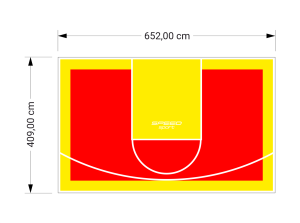27M2/409X652CM CZERWONO-ŻÓŁTE BOISKO DO KOSZYKÓWKI SPEEDSPORT HEXA POWER PRO