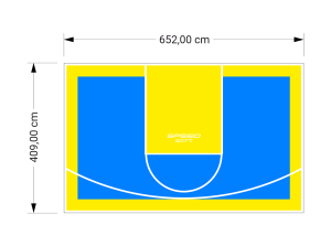 27M2/409X652CM BŁĘKITNO-ŻÓŁTE BOISKO DO KOSZYKÓWKI SPEEDSPORT HEXA POWER PRO