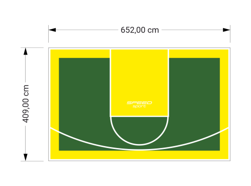 27M2/409X652CM ZIELONO-ŻÓŁTE BOISKO DO KOSZYKÓWKI SPEEDSPORT HEXA POWER PRO