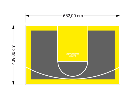 27M2/409X652CM GRAFITOWO-ŻÓŁTE BOISKO DO KOSZYKÓWKI SPEEDSPORT HEXA POWER PRO