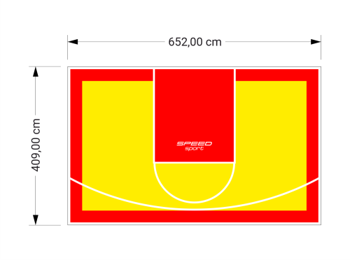 27M2/409X652CM ŻÓŁTO-CZERWONE BOISKO DO KOSZYKÓWKI SPEEDSPORT HEXA POWER PRO