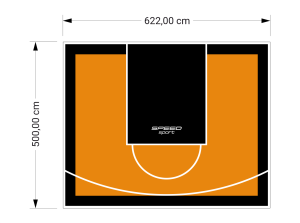 31M2/500X622CM POMARAŃCZOWO-CZARNE BOISKO DO KOSZYKÓWKI SPEEDSPORT HEXA POWER PRO