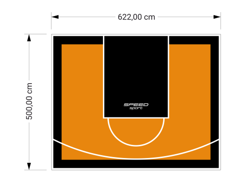 31M2/500X622CM POMARAŃCZOWO-CZARNE BOISKO DO KOSZYKÓWKI SPEEDSPORT HEXA POWER PRO
