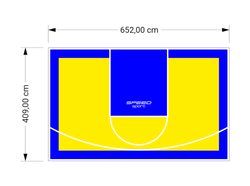 27M2/409X652CM ŻÓŁTO-NIEBIESKIE BOISKO DO KOSZYKÓWKI SPEEDSPORT HEXA POWER PRO