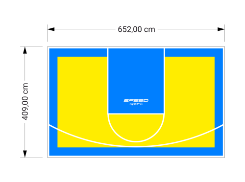 27M2/409X652CM ŻÓŁTO-BŁĘKITNE BOISKO DO KOSZYKÓWKI SPEEDSPORT HEXA POWER PRO