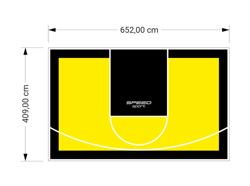 27M2/409X652CM ŻÓŁTO-CZARNE BOISKO DO KOSZYKÓWKI SPEEDSPORT HEXA POWER PRO